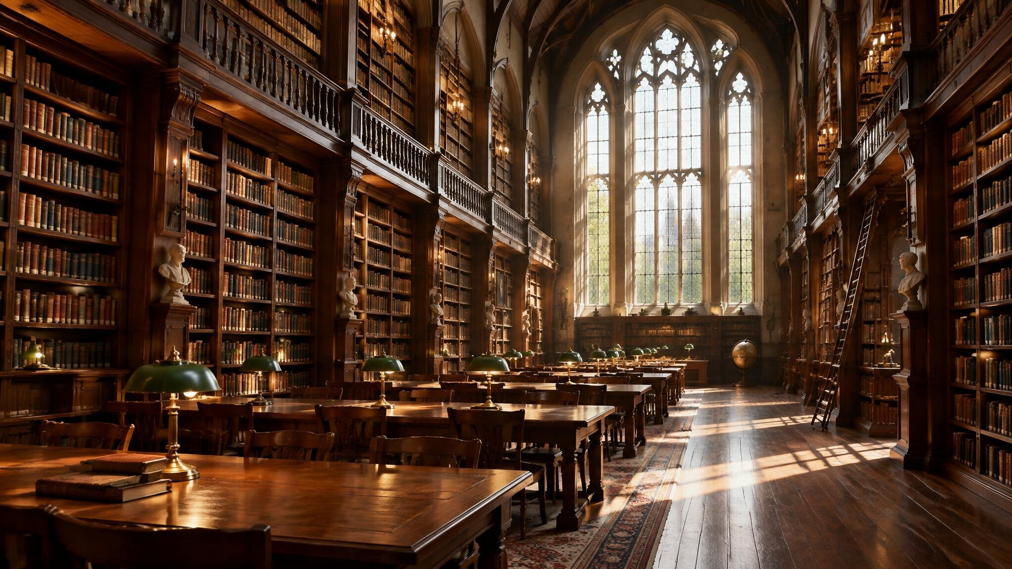 Große historische Bibliothek mit hohen Bücherregalen