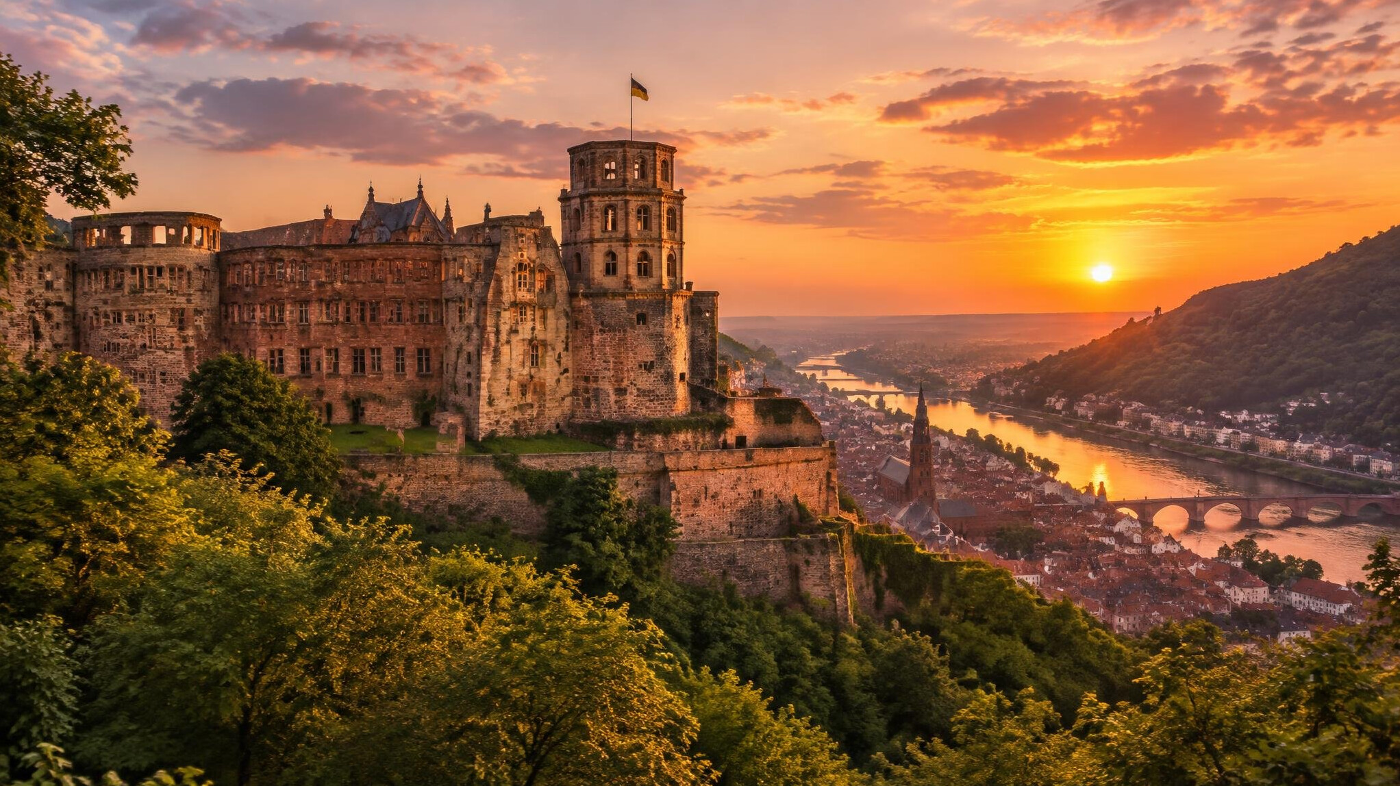 castle at sunset